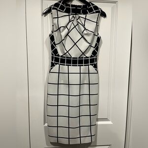 Chic Black and White Grid Dress